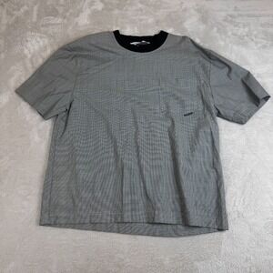 Alexander Wang Shirt Mens XL Black White‎ Preowned Flaws Houndstooth Pocket Tee